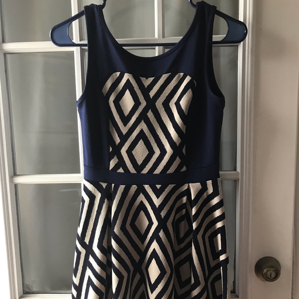 Navy Blue Patterned Dress
